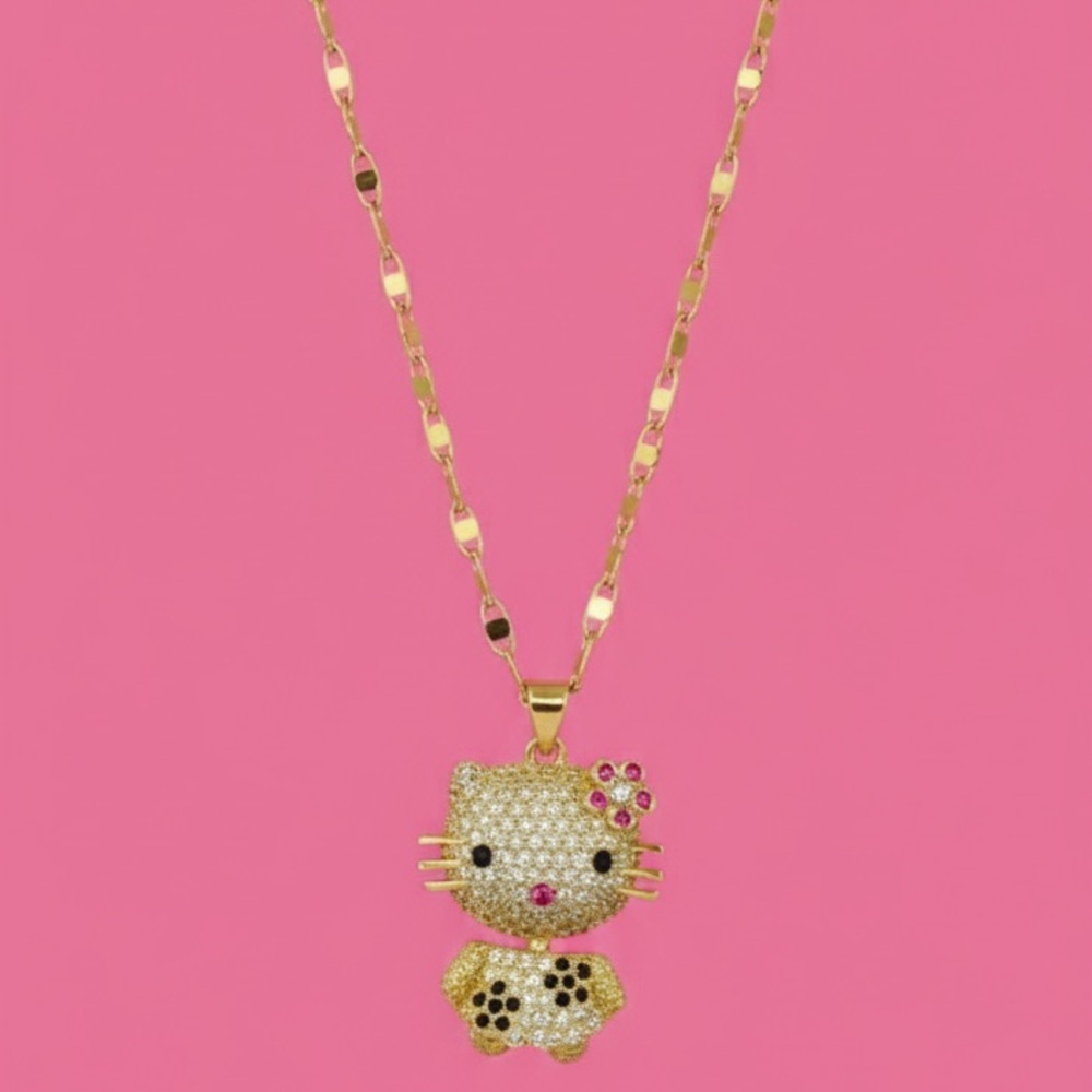 Hello Kitty Gold Necklace with Pink Accents